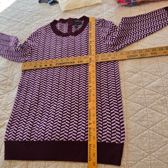 J.Crew Collection Cashmere Sweater Women's S Burgundy Herringbone Preppy Classic - Picture 7 of 12
